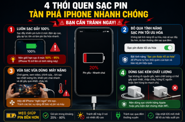 Những Thói Quen Sạc Pin Sai Lầm Kéo Dài Thời Gian Sử Dụng iPhone