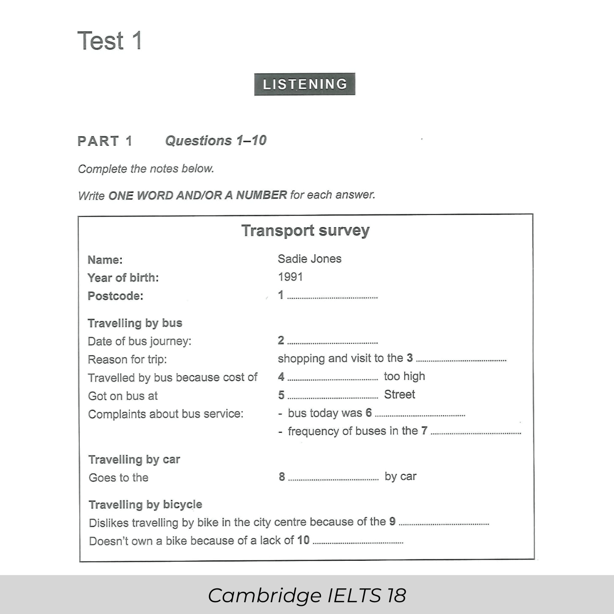 Phần Nghe – Listening Test Cambridge IELTS 18