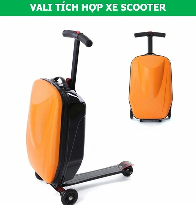 vali du lịch kết hợp xe scooter